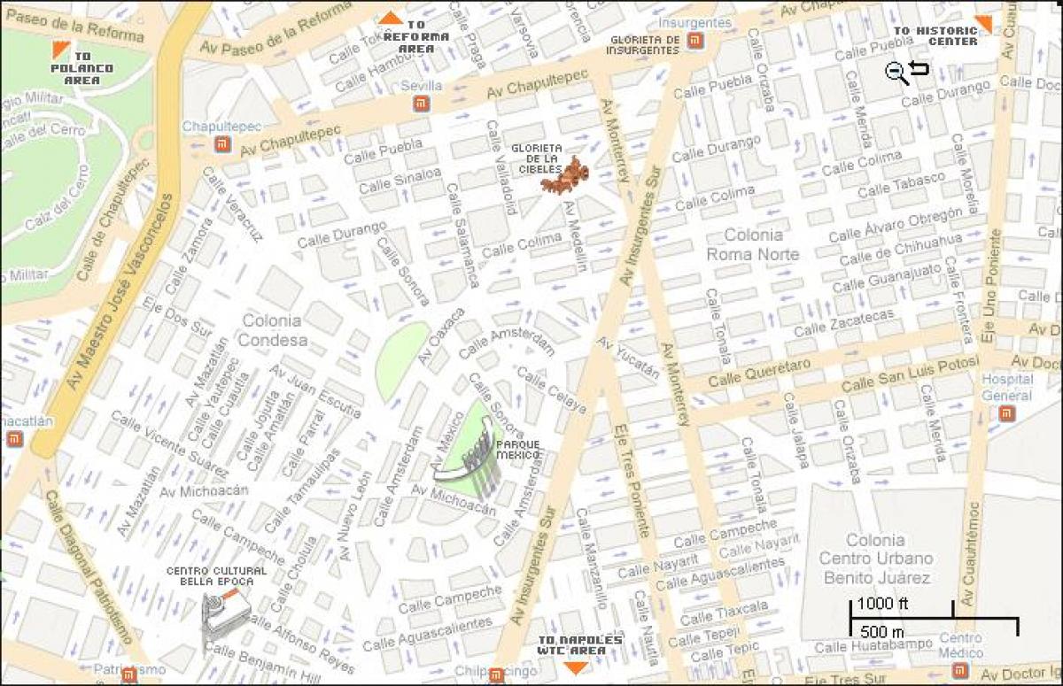 карта на condesa Мексико Сити
