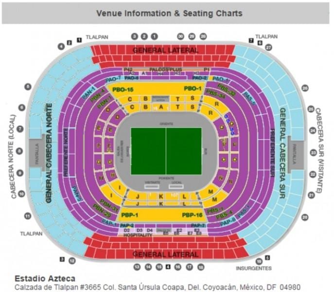 estadio azteca седење мапа