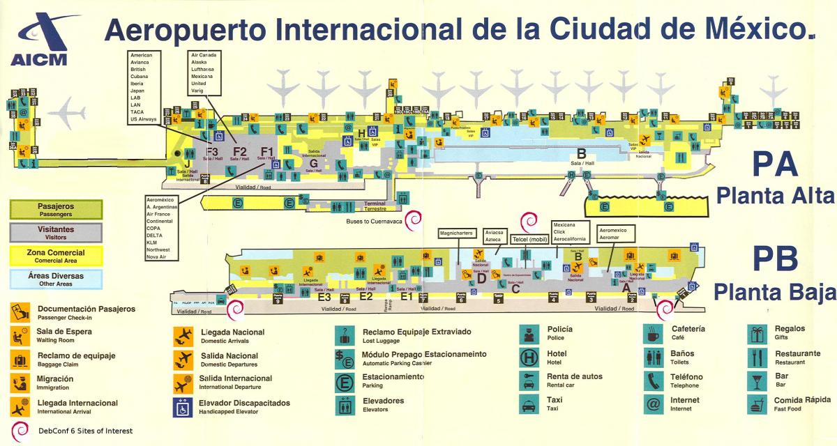 Мексико Сити меѓународниот аеродром мапа