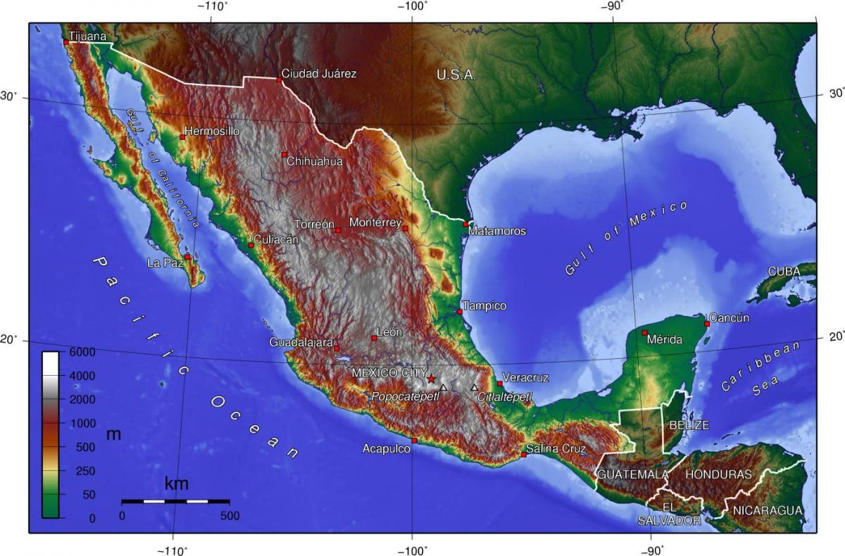 Мексико Сити топографски мапа