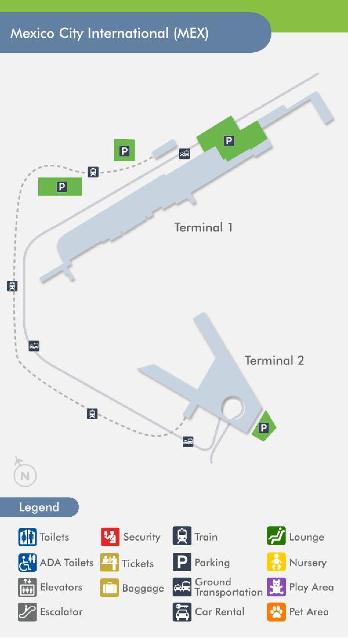 Мексико Сити аеродромски терминал мапа