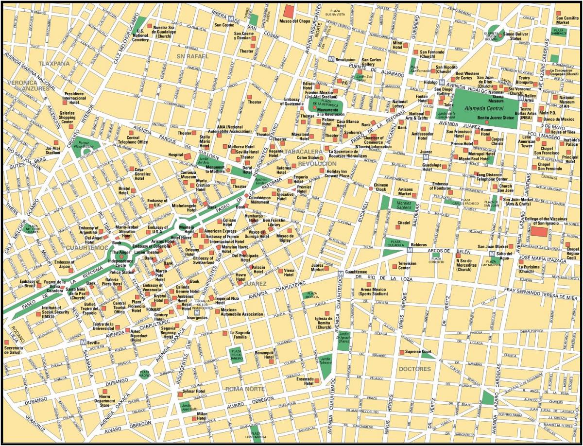 карта на Мексико Сити точки на интерес