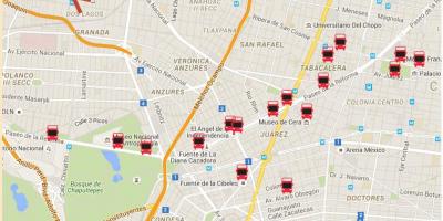 Turibus Мексико Сити маршрутата на мапата