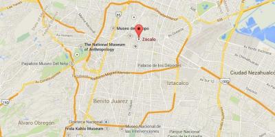 Zocalo Мексико мапа на Градот