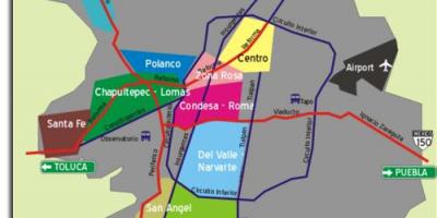 Мексико Сити карта на населби